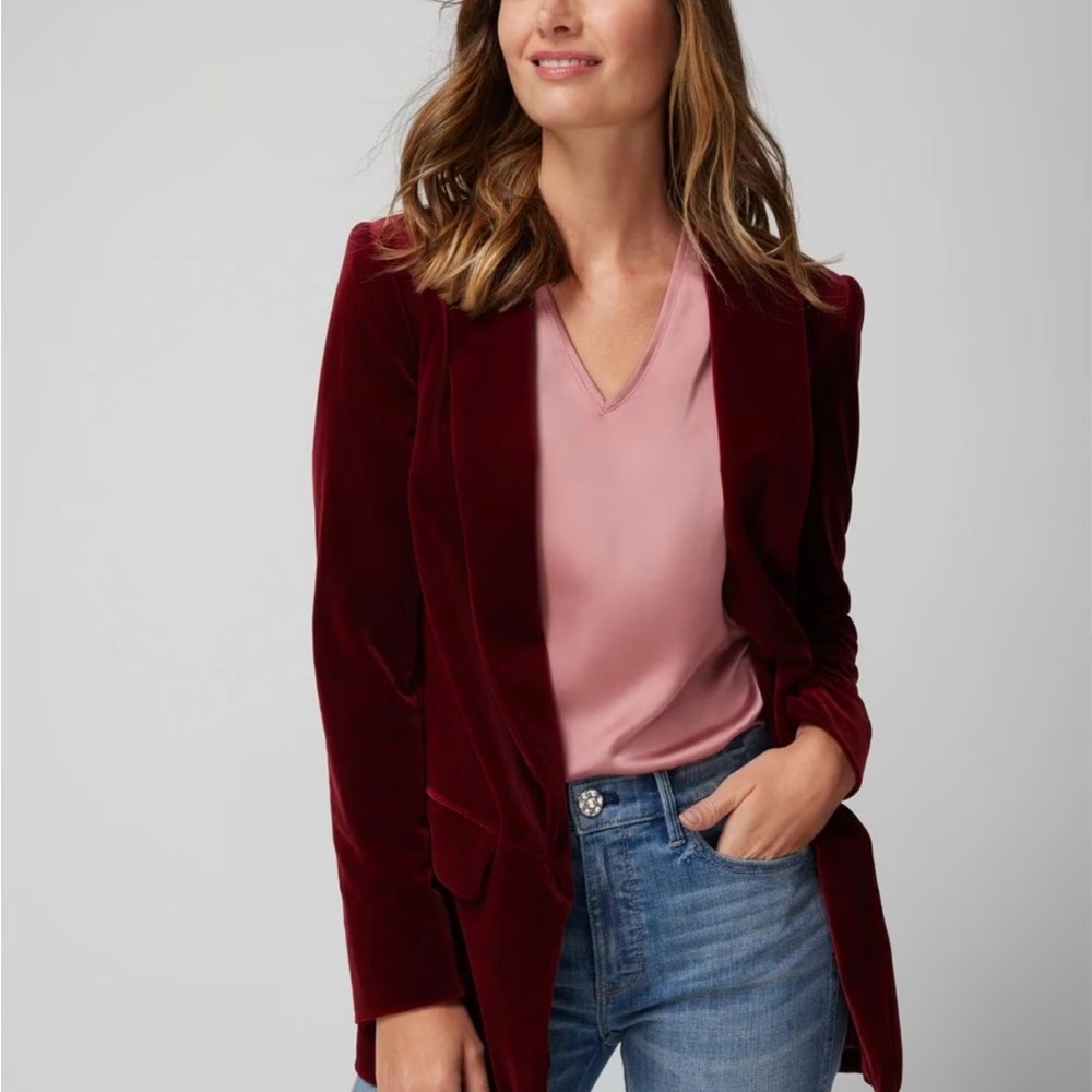 WHBM Elegant Red Velvet Blazer